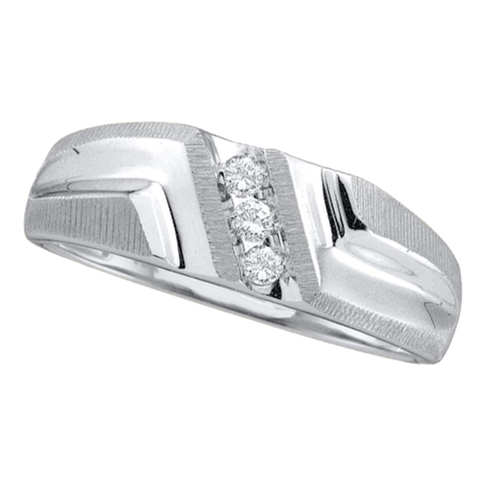 10kt White Gold Mens Round Diamond Wedding Band Ring 1/10 Cttw