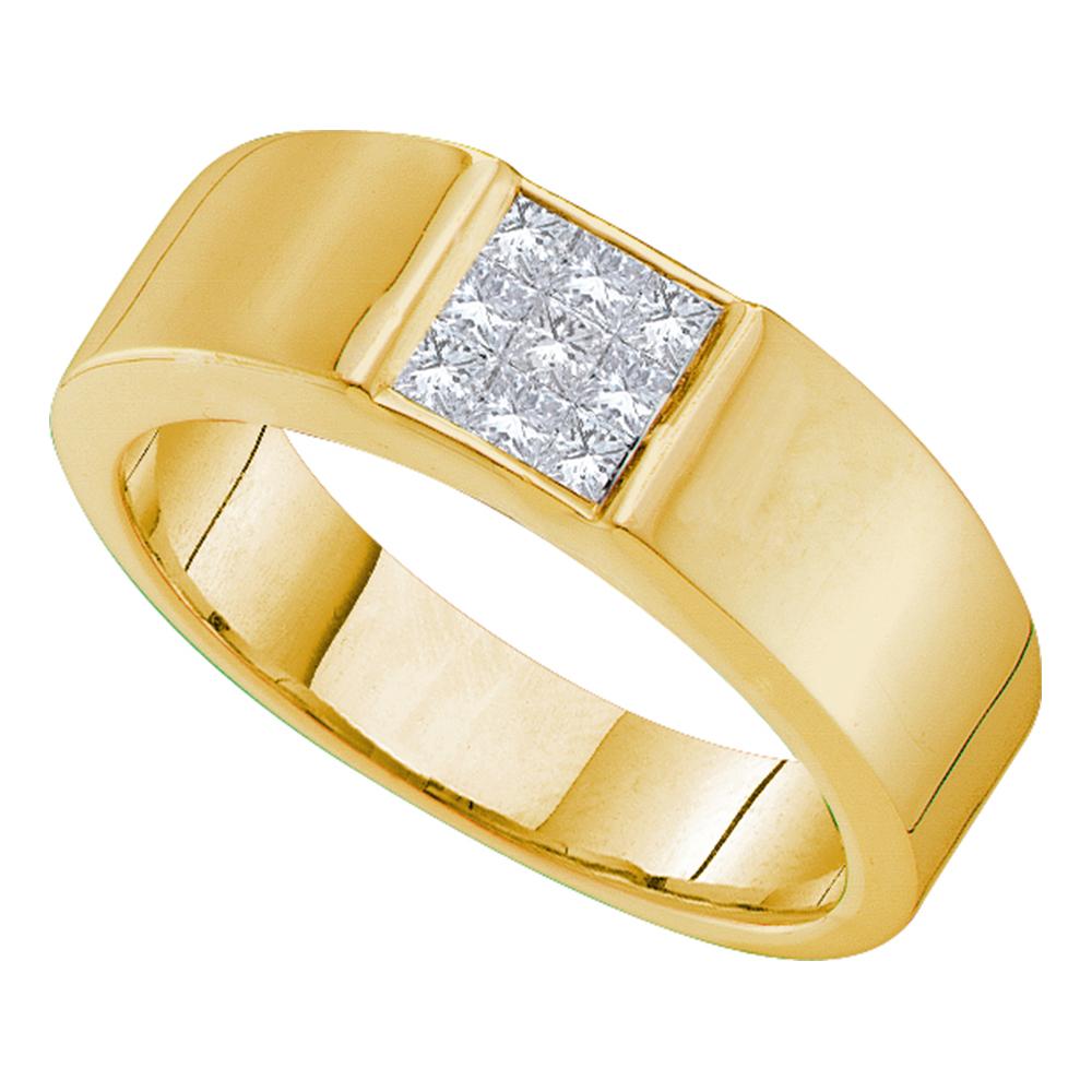 14k Yellow Gold Princess Diamond Mens Wedding Anniversary Band Ring 1/2 Cttw