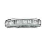 14kt White Gold Womens Baguette Diamond Wedding Anniversary Band 1/2 Cttw