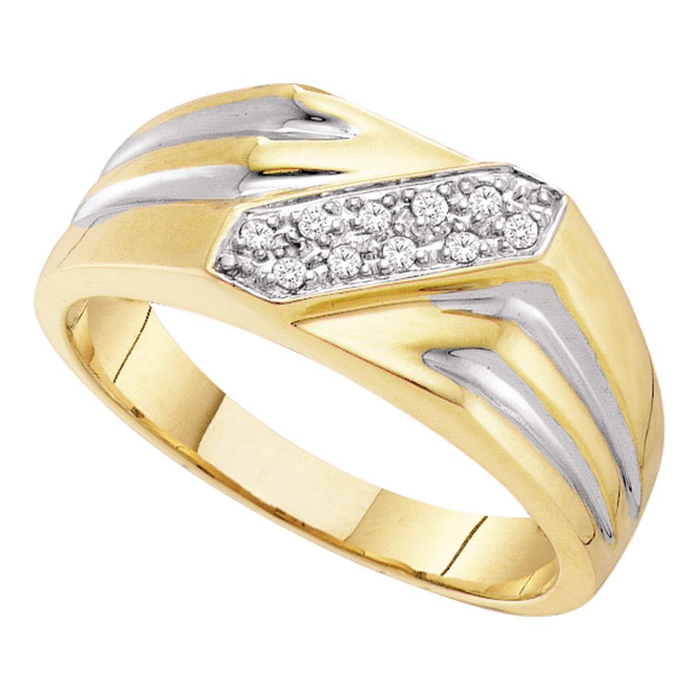 10kt Yellow Gold Mens Round Diamond Band Ring 1/10 Cttw