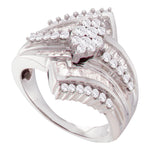 14kt White Gold Womens Round Diamond Oval Cluster Bridal Wedding Engagement Ring 1.00 Cttw