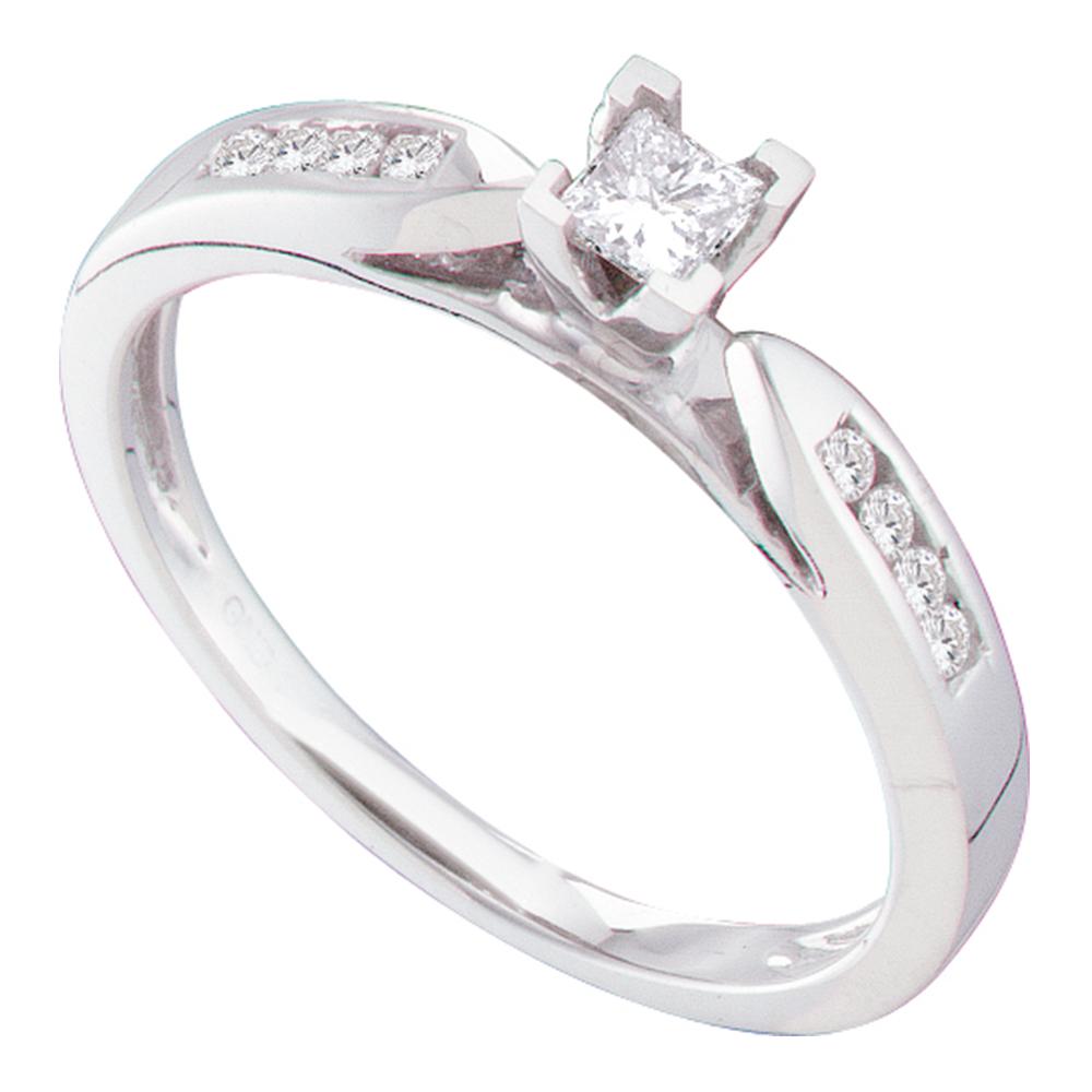 14kt White Gold Womens Princess Diamond Solitaire Bridal Wedding Engagement Ring 1/4 Cttw