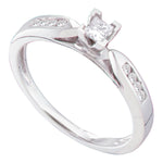 14kt White Gold Womens Princess Diamond Solitaire Bridal Wedding Engagement Ring 1/4 Cttw