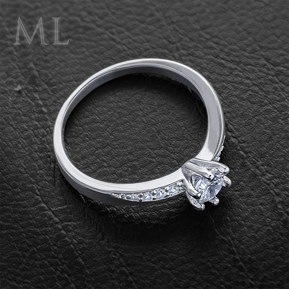 0.75 CT Carat ROUND CUT Engagement Promise RING Silver Plated SIZE 4-10