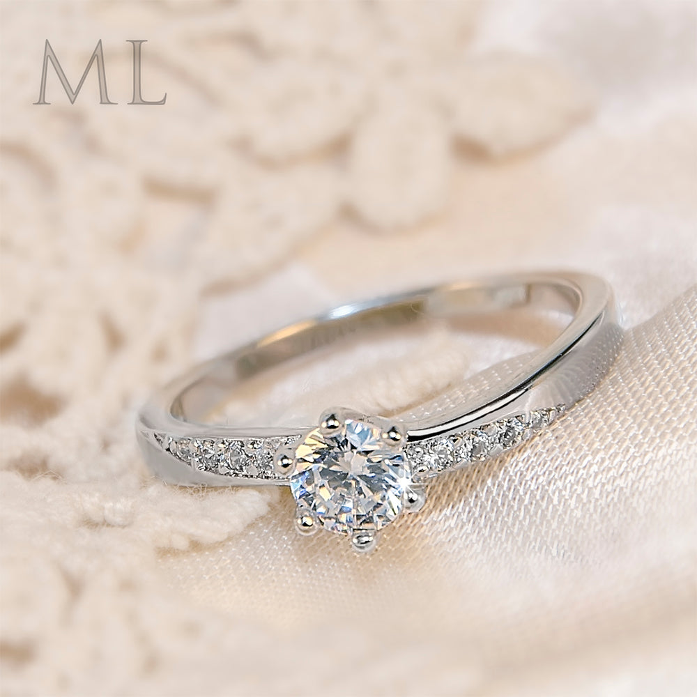 0.75 CT Carat ROUND CUT Engagement Promise RING Silver Plated SIZE 4-10