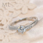 0.75 CT Carat ROUND CUT Engagement Promise RING Silver Plated SIZE 4-10