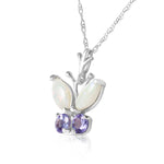 0.7 CTW 14K Solid Gold Butterfly Necklace Opal Tanzanite