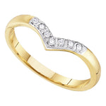 14kt Yellow Gold Womens Round Diamond Chevron Band Ring 1/12 Cttw
