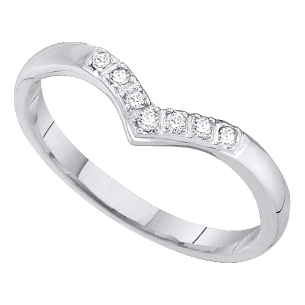 14kt White Gold Womens Round Diamond Chevron Band Ring 1/12 Cttw