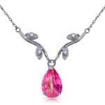 1.52 Carat 14K Solid White Gold Naturalive Moment Pink Topaz Diamond Necklace