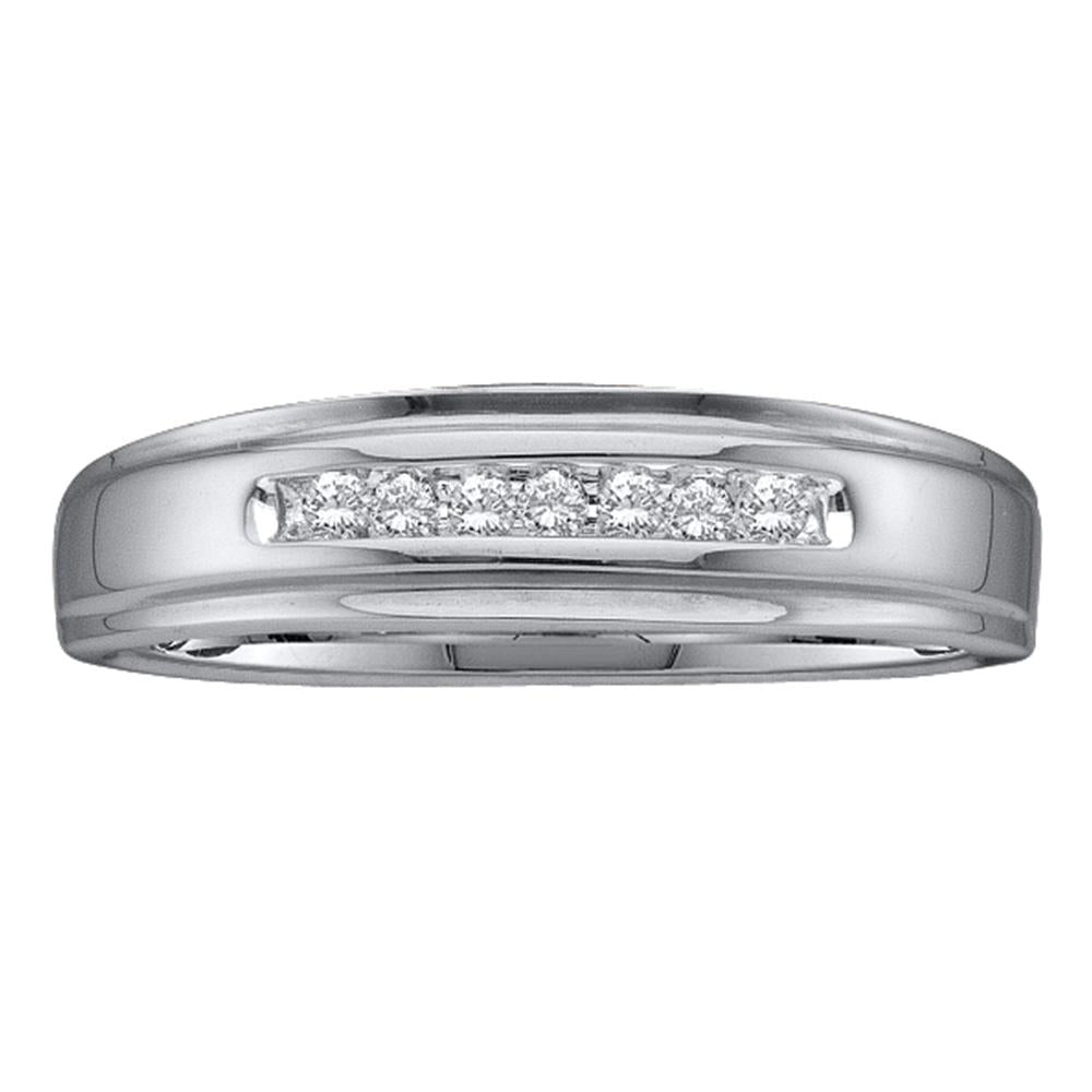 10kt White Gold Mens Round Diamond Channel-set Wedding Anniversary Band Ring 1/12 Cttw