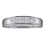 10kt White Gold Mens Round Diamond Channel-set Wedding Anniversary Band Ring 1/12 Cttw