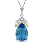6.5 Carat 14K Solid White Gold Necklace Blue Topaz White Topaz