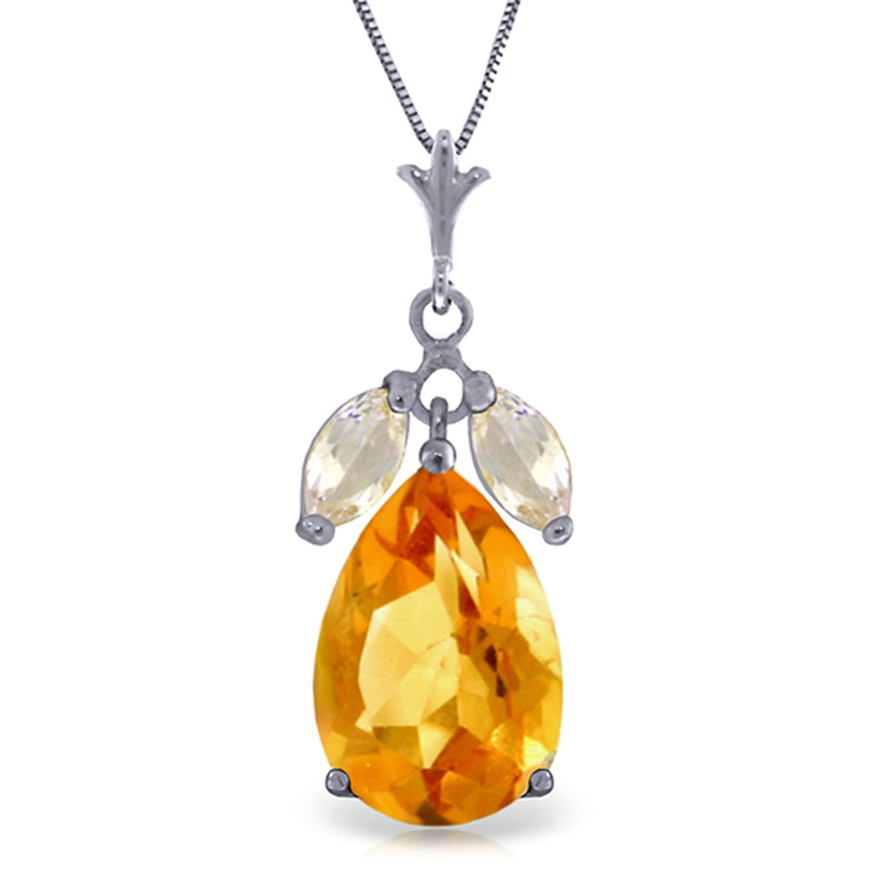 6.5 Carat 14K Solid White Gold Necklace Citrine White Topaz