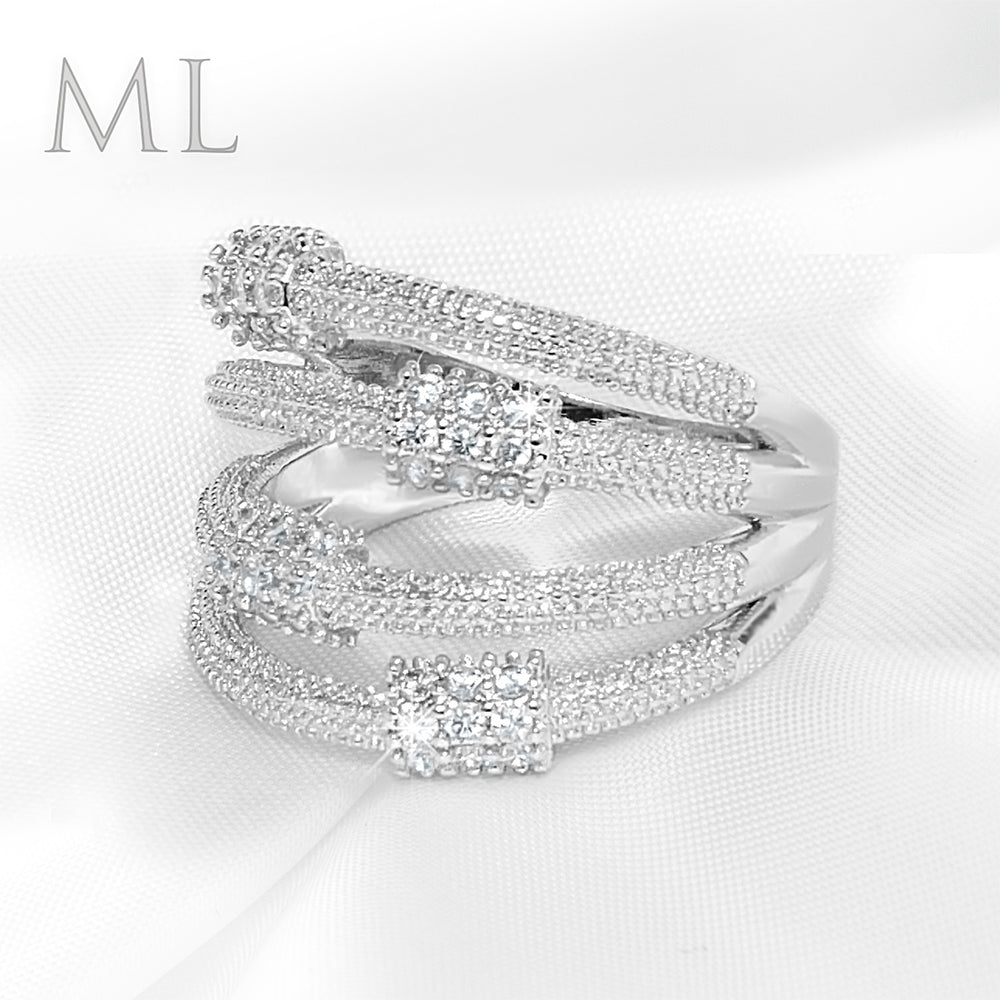 Women's Bridal WEDDING FASHION RING 4 Band Set White Gold Plated Size 6-9