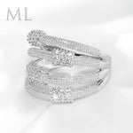 Women's Bridal WEDDING FASHION RING 4 Band Set White Gold Plated Size 6-9