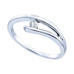 10kt White Gold Womens Round Diamond Solitaire Promise Bridal Ring 1/12 Cttw