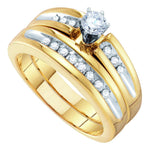 10kt White Gold His & Hers Round Diamond Solitaire Matching Bridal Wedding Ring Band Set 1/2 Cttw