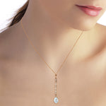 14K Solid Rose Gold Necklace withDiamonds & Aquamarine