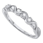 10kt White Gold Womens Round Diamond Wavy Band Ring 1/10 Cttw