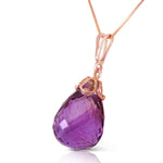 7 CTW 14K Solid Rose Gold Raindrop Amethyst Necklace