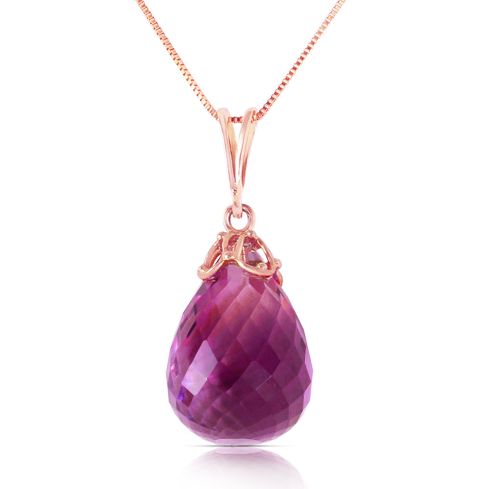 7 CTW 14K Solid Rose Gold Raindrop Amethyst Necklace