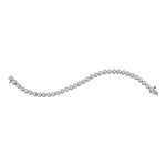 14kt White Gold Womens Round Diamond Flower Cluster Tennis Bracelet 4.00 Cttw