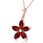 14K Solid Rose Gold Necklace with Natural Garnets