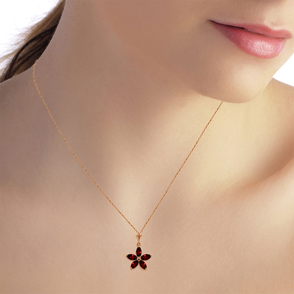 14K Solid Rose Gold Necklace with Natural Garnets