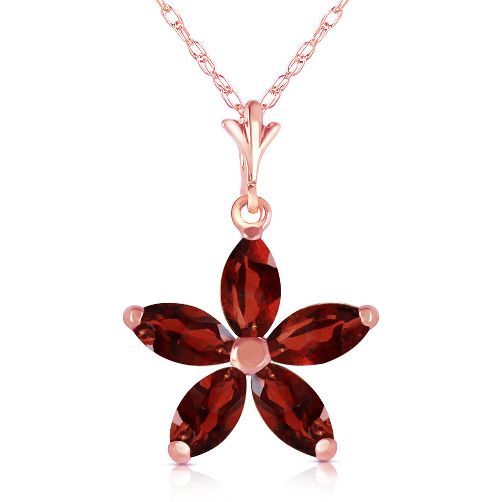14K Solid Rose Gold Necklace with Natural Garnets
