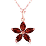14K Solid Rose Gold Necklace with Natural Garnets