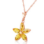 14K Solid Rose Gold Necklace with Natural Citrines