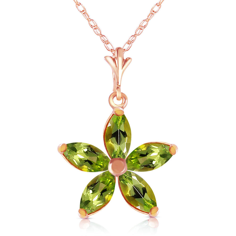 14K Solid Rose Gold Necklace with Natural Peridots