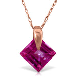 14K Solid Rose Gold Necklace with Natural Pink Topaz