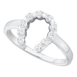 10kt White Gold Womens Round Diamond Simple Lucky Horseshoe Ring 1/20 Cttw