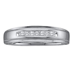 14kt White Gold Mens Round Diamond Channel-set Wedding Anniversary Band Ring 1/12 Cttw