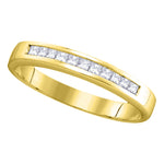 14kt Yellow Gold Womens Princess Channel-set Diamond Single Row Wedding Band 1/4 Cttw - Size 6