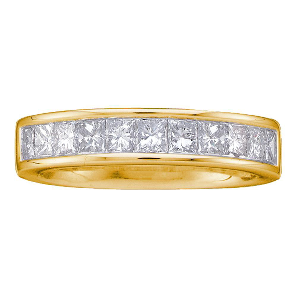 14kt Yellow Gold Womens Princess Channel-set Diamond Single Row Wedding Band 1 Cttw - Size 5