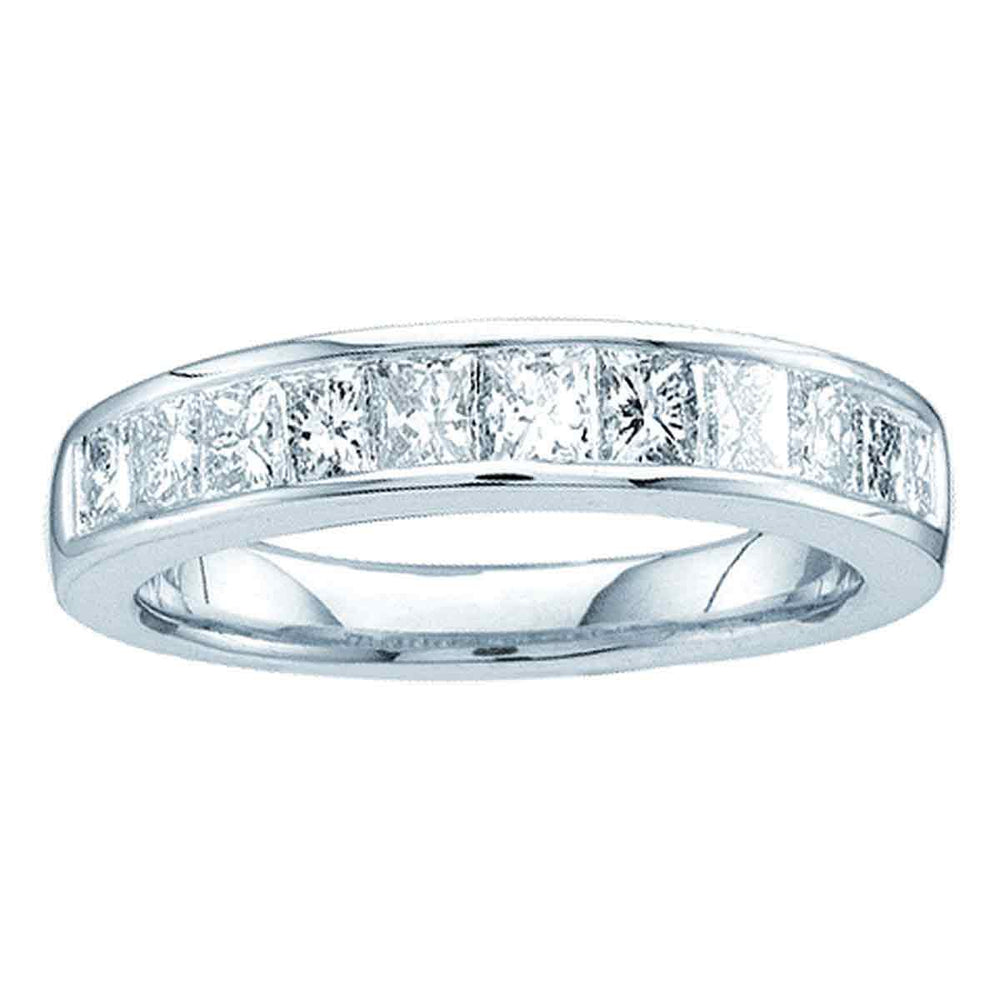 14kt White Gold Womens Princess Channel-set Diamond Single Row Wedding Band 1/2 Cttw - Size 5