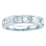 14kt White Gold Womens Princess Channel-set Diamond Single Row Wedding Band 1/2 Cttw - Size 5