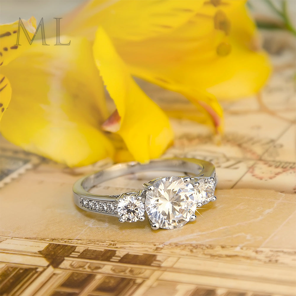 2.50 CT Women's Brilliant ROUND CUT Engagement Promise RING Gold Plated Size 6-9