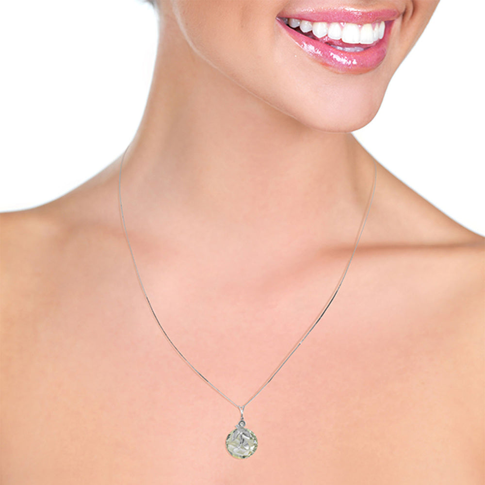 5.32 Carat 14K Solid White Gold Necklace Natural Green Amethyst Diamond