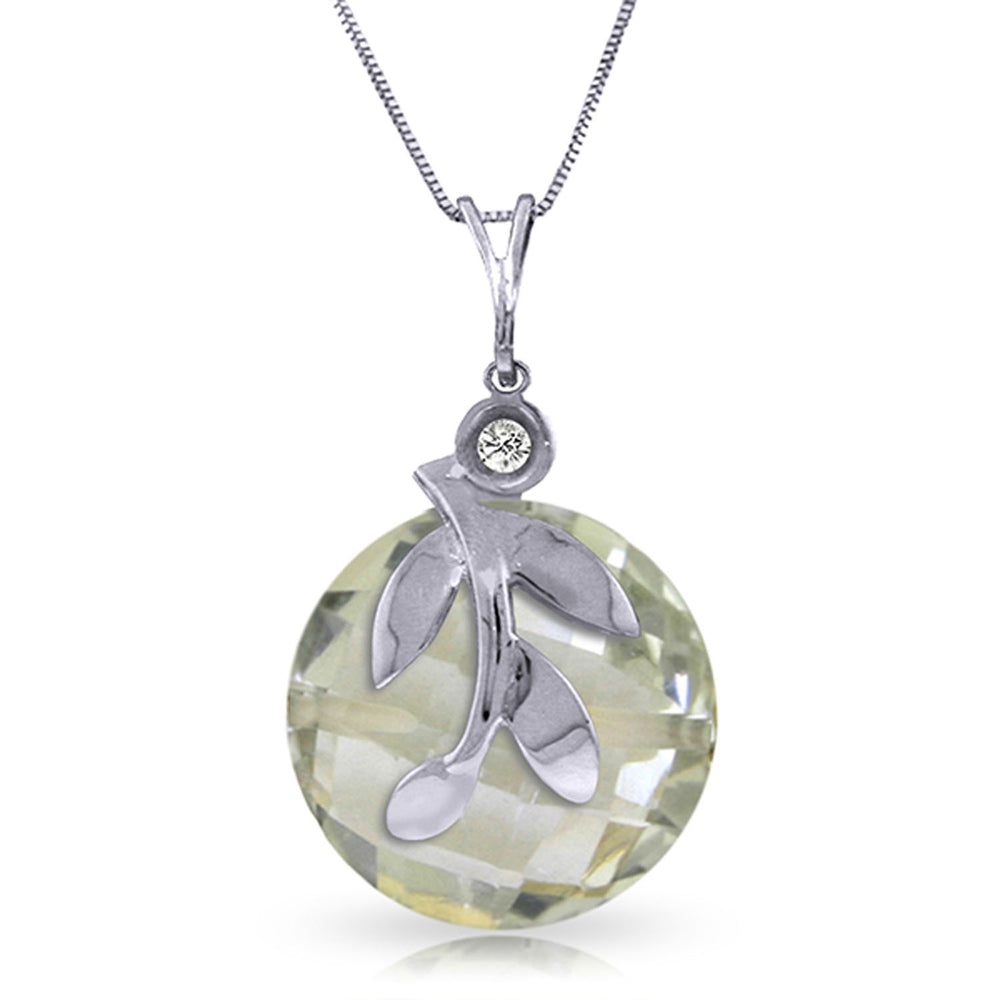5.32 Carat 14K Solid White Gold Necklace Natural Green Amethyst Diamond