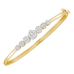 14kt Yellow Gold Womens Round Diamond Flower Cluster Bangle Bracelet 1.00 Cttw