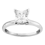14kt White Gold Womens Princess Diamond Solitaire Bridal Wedding Engagement Ring 1/4 Cttw