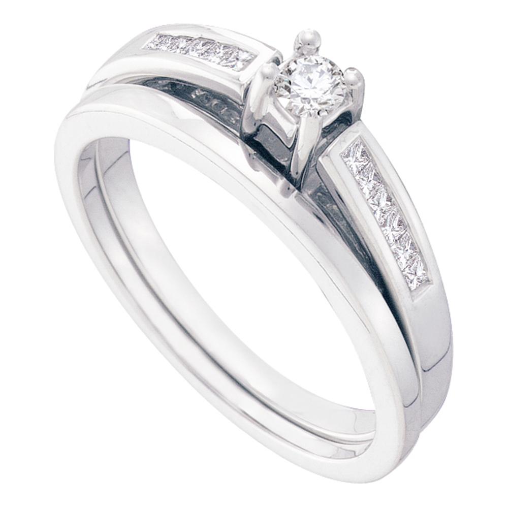14kt White Gold Womens Round Diamond Bridal Wedding Engagement Ring Band Set 1/4 Cttw