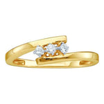 10kt Yellow Gold Womens Round Diamond 3-stone Bridal Wedding Engagement Ring 1/10 Cttw