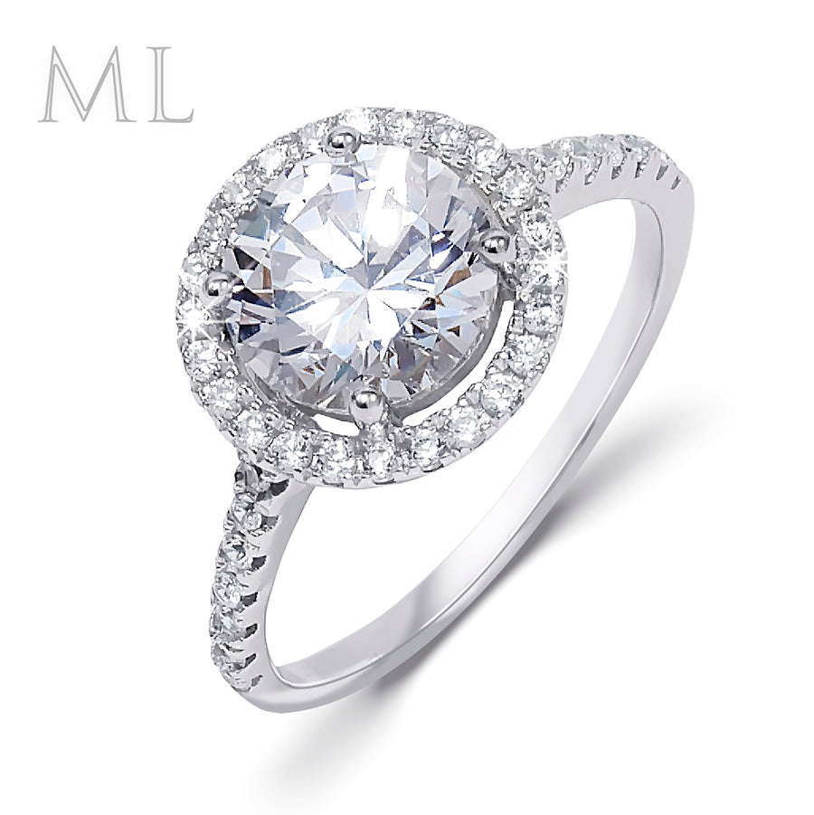 2 CT Carat Halo ROUND CUT Bridal Engagement RING White Gold Plated Size 5-9