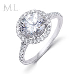 2 CT Carat Halo ROUND CUT Bridal Engagement RING White Gold Plated Size 5-9