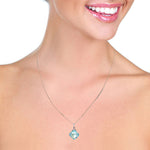 8.75 Carat 14K Solid White Gold Competence Blue Topaz Necklace